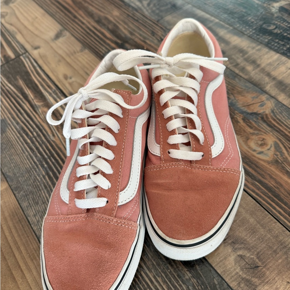 Vans Coral and White Low-Top Sneakers